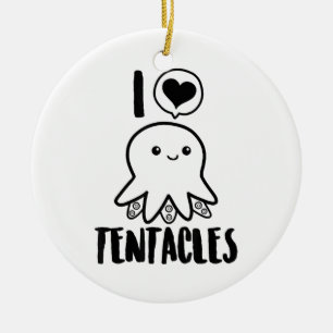 I Love Tentacles T-shirt Cute Octopus Tee Ceramic Tree Decoration