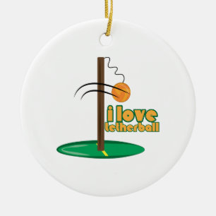 I Love Tetherball Ceramic Tree Decoration