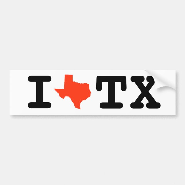 I love Texas bumper sticker (Front)