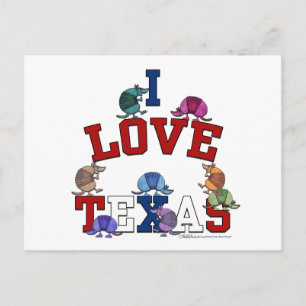 I Love Texas-Colourful Armadillos Postcard