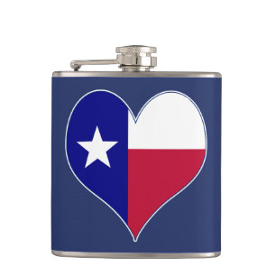 I Love Texas Flag Heart Hip Flask