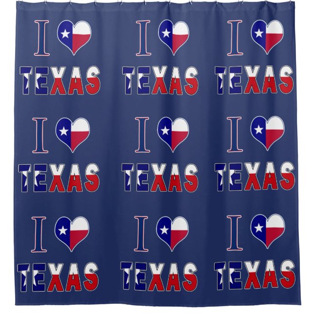 I Love Texas Flag Shower Curtain (Front)
