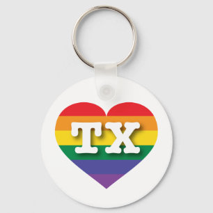 I Love Texas Rainbow Heart Key Ring