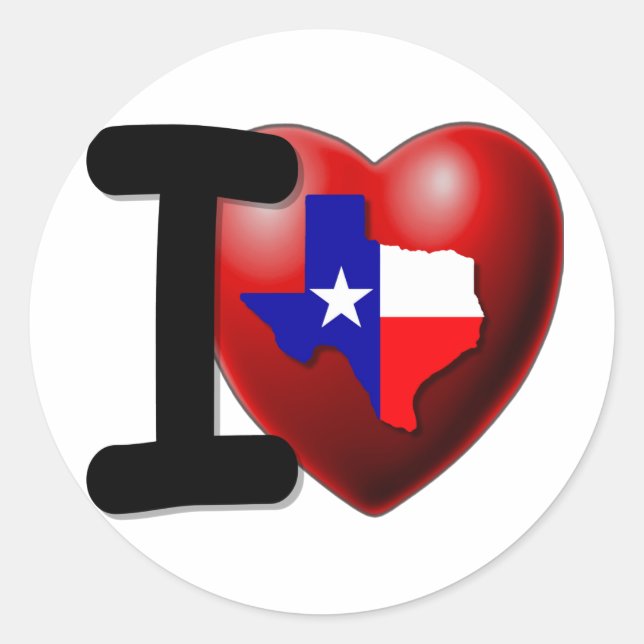 I Love Texas - The Lone Star State Classic Round Sticker (Front)