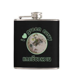 I Love Thai Green Curry ... Thailand Street Food Hip Flask