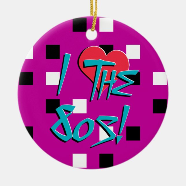 I Love The 80s! Ceramic Tree Decoration (Front)