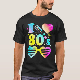 I Love The 80S Colourful Tie Dye Tee Cool Sunglass