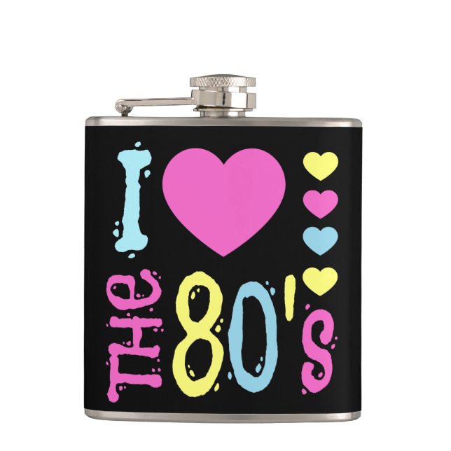 I Love the 80s Disco Costume Hip Flask (Front)