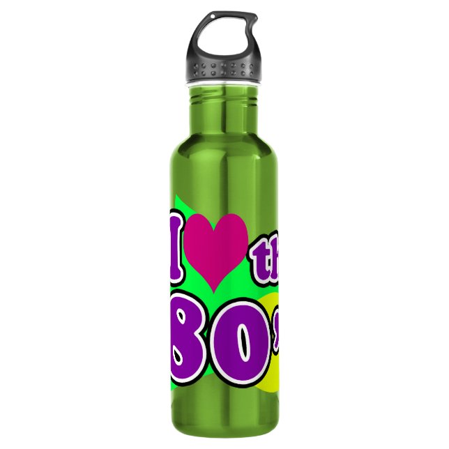 I Love the 80's Geometric Neon Eighties Party 710 Ml Water Bottle (Front)