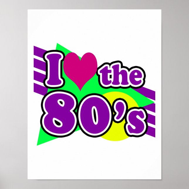 I Love the 80's Geometric Neon Eighties Party Poster (Front)