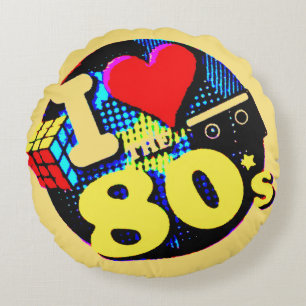 I Love The 80s Round Cushion