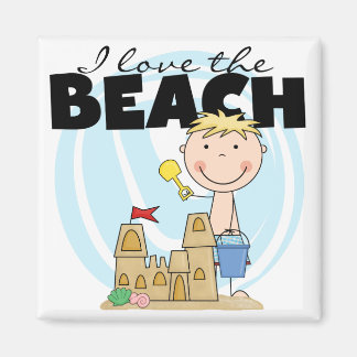 I Love the Beach Blonde Boy Tshirts and Gifts Magnet
