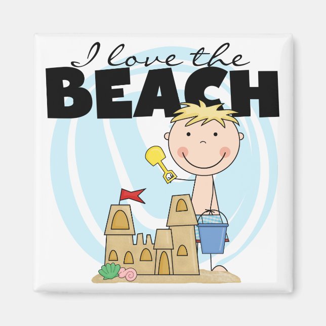 I Love the Beach Blonde Boy Tshirts and Gifts Magnet (Front)