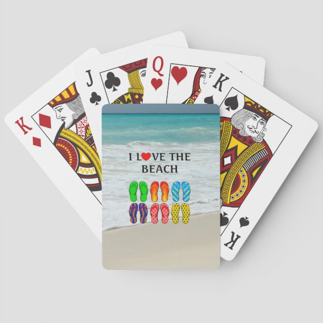 I Love the Beach, flip-flops design, Playing Cards (Back)