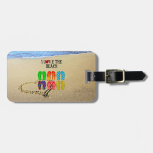 I Love the Beach, sandy beach and ocean waves Luggage Tag
