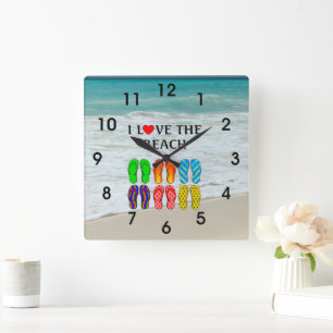 I Love the Beach, Square Wall Clock