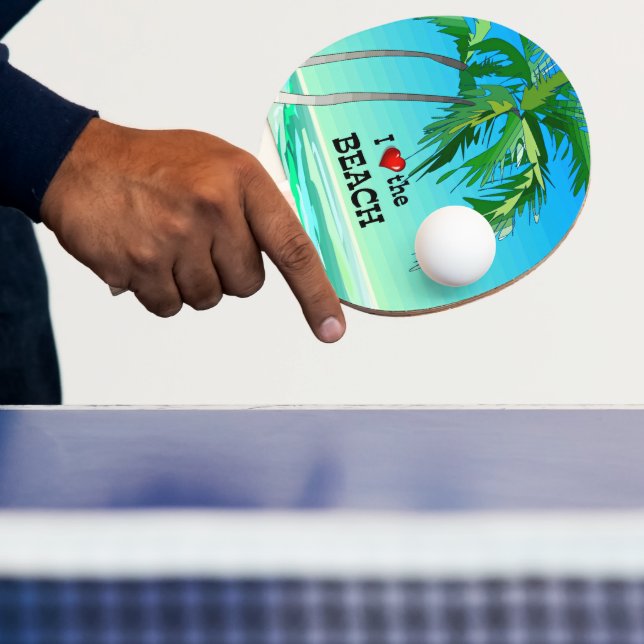 I Love the Beach, Tropical Blue Ping Pong Paddle (Insitu)
