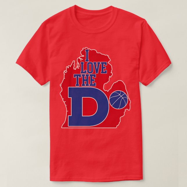 I Love the D Pistons Basketball T-Shirt (Design Front)