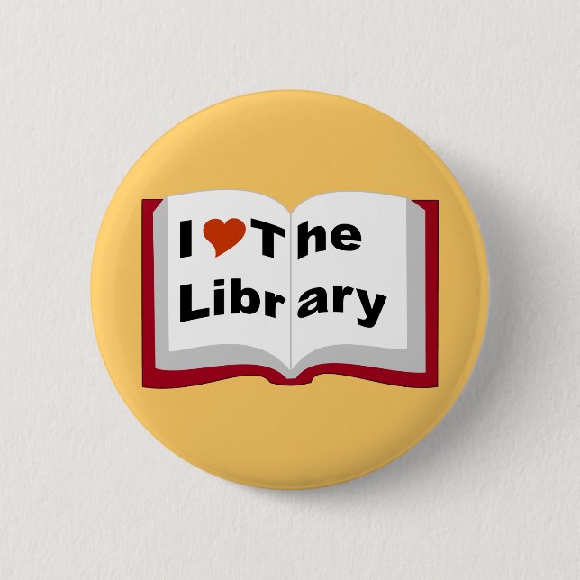 I Love The Library 6 Cm Round Badge (Front)