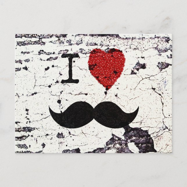 I Love the Moustache Rustic Custom Postcard (Front)