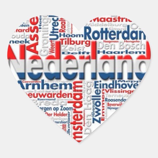 "I love the Netherlands" Heart Sticker (Front)