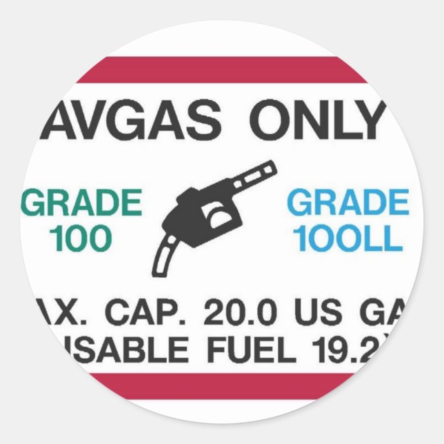 I love the smell of AVGAS in the morning! Classic Round Sticker (Front)