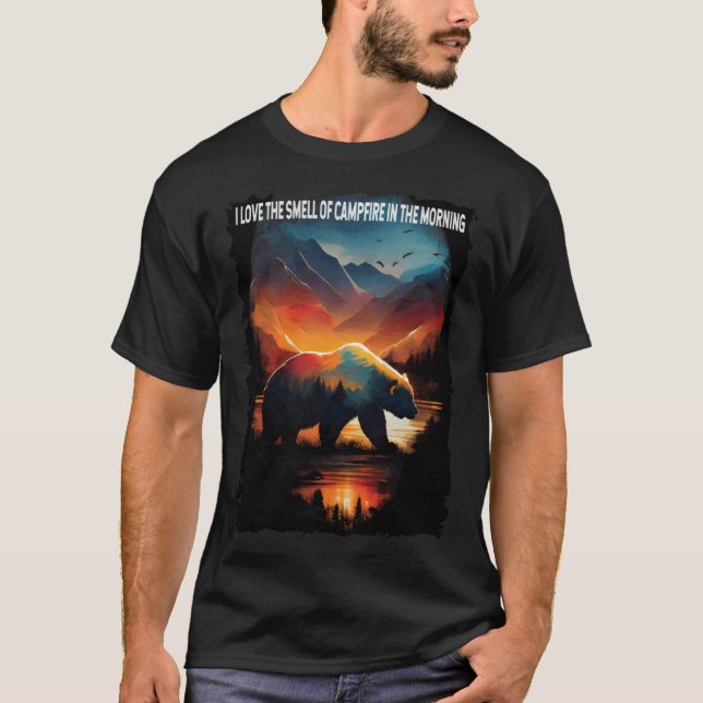 I Love The Smell Of Campfire In The Morning hiking T-Shirt (Front)