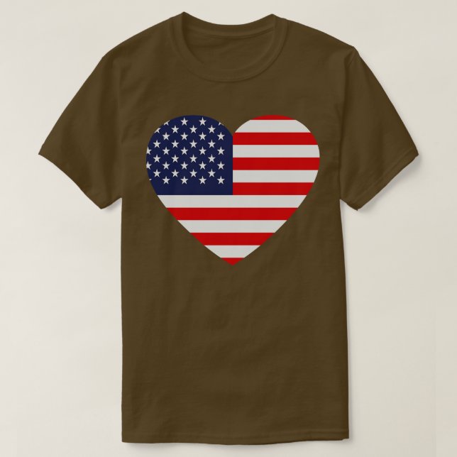 I Love the United States HeartShaped American Flag T-Shirt (Design Front)