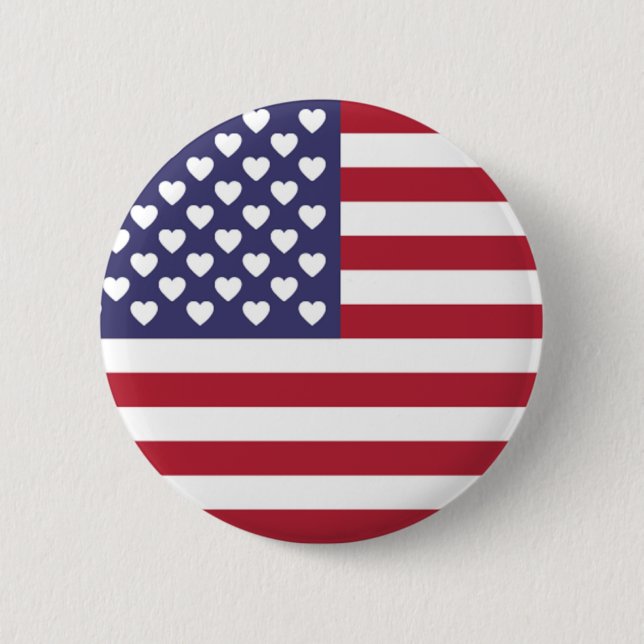 I LOVE THE UNITED STATES OF AMERICA  6 CM ROUND BADGE (Front)