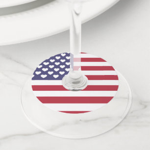 I LOVE THE UNITED STATES OF AMERICA WINE GLASS TAG