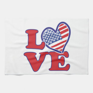 I Love the USA Heart Tea Towel