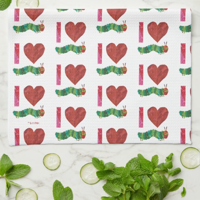 I Love The Very Hungry Caterpillar Tea Towel (Folded)