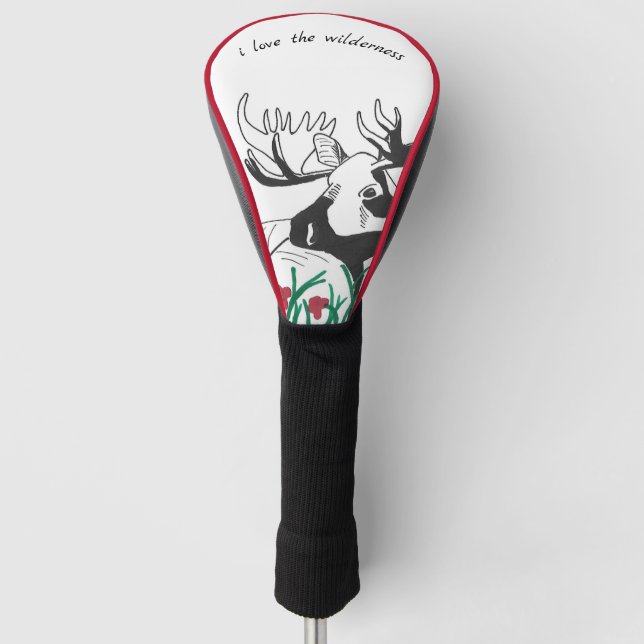 I Love the Wilderness Rustic Wildflowers Moose Golf Head Cover (Front)