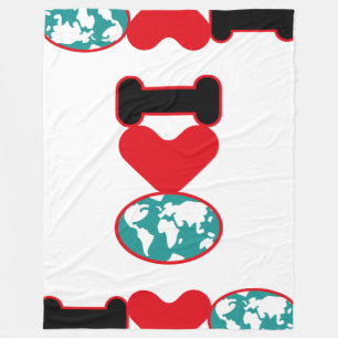 I LOVE THE WORLD BY MASANSER PIXELAT FLEECE BLANKET