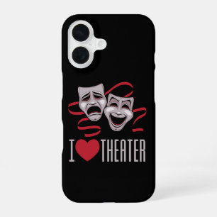 I Love Theatre Comedy And Tragedy Masks iPhone 16 Case