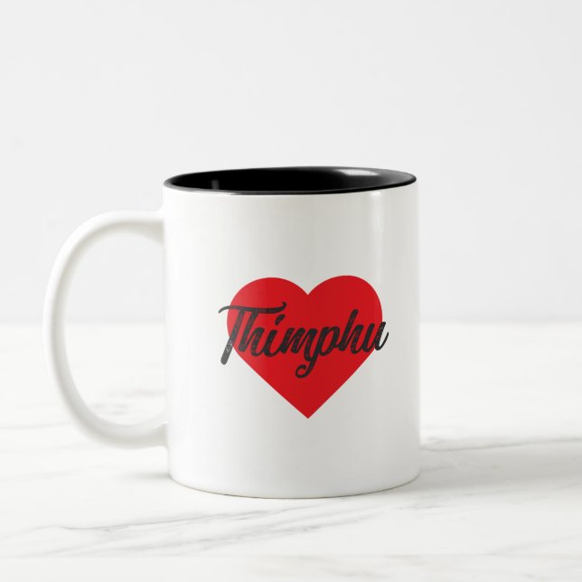 I Love Thimphu - Bhutan Two-Tone Coffee Mug (Left)
