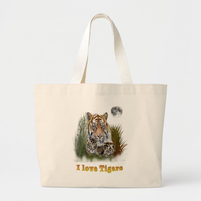 I love Tigers Large Tote Bag (Front)