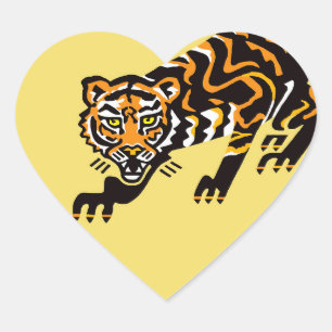  I love TIGERS - Wildlife - Nature - Yellow  Heart Sticker