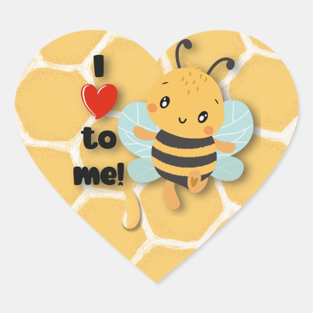 I love to bee me!  heart sticker (Front)