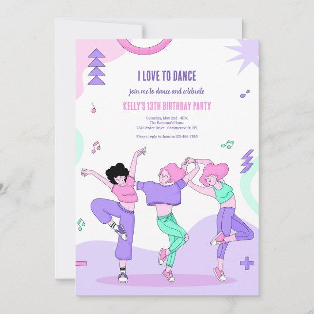 I Love to Dance Invitation (Front)
