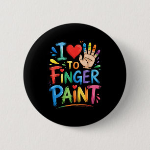 I Love To Finger Paint Couples Art Teacher Finger  6 Cm Round Badge