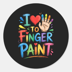 I Love To Finger Paint Couples Art Teacher Finger  Classic Round Sticker