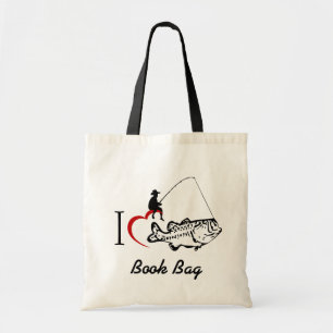 I love to go fishing book bag