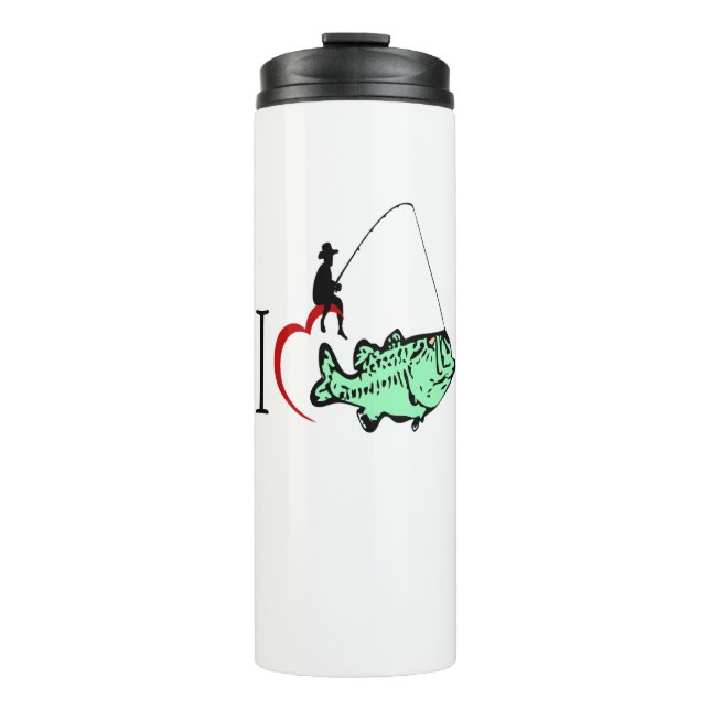I love to go fishing with a red heart thermal tumbler (Front)