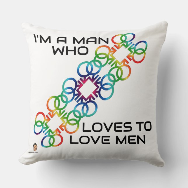 I LOVE TO LOVE MEN Throw Pillow (Front)