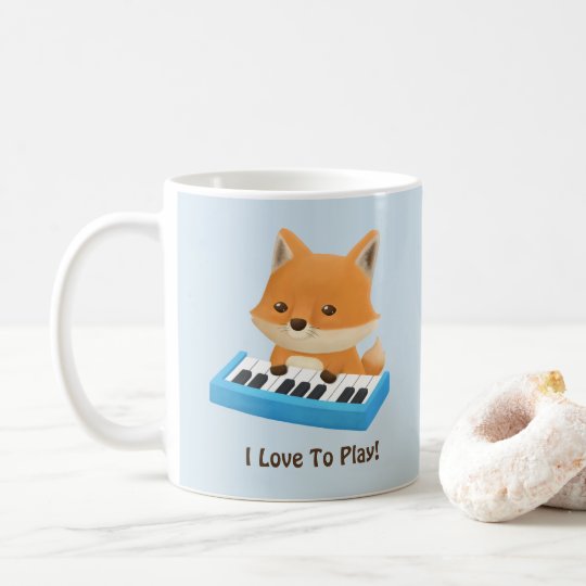 I love to Play Cute Fox on Piano Kids Mug
