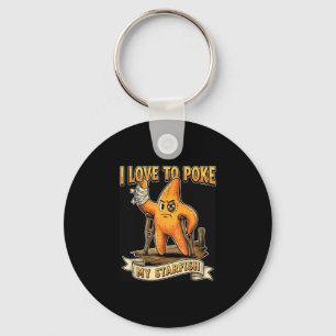 I love to poke my starfish funny vintage humour  key ring