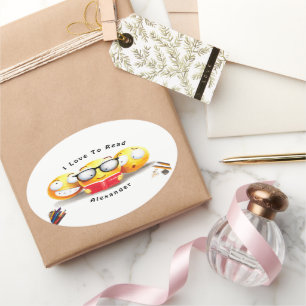 I Love To Read Books Reader Oval Sticker