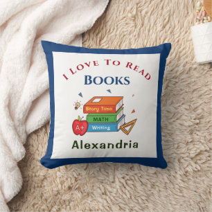 I Love To Read Books Reader Reading Personalise Cushion
