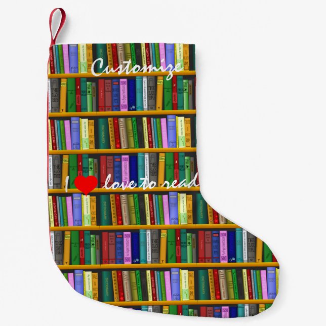 I love to read Books  Thunder_Cove Small Christmas Stocking (Front)